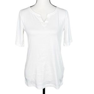 NWOT Talbots White Notched Neckline Top
